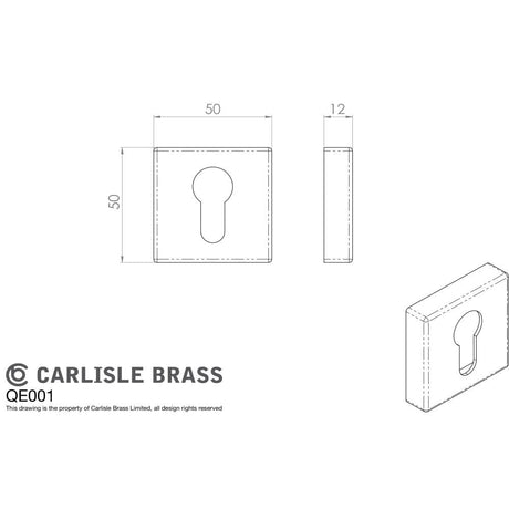 Manital Door Furniture Satin Chrome / Euro Profile Escutcheons Manital - Square Euro Profile Escutcheon - Satin Chrome