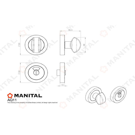 Manital Door Furniture Polished Chrome / Yes Manital - Turn and Release with Indicator - Polished Chrome