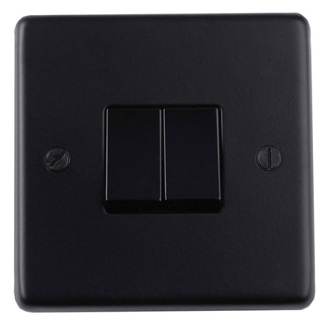 This is an image showing Eurolite Stainless steel 2 Gang Switch - Matt Black (With Black Trim) mb2swb available to order from trade door handles, quick delivery and discounted prices.