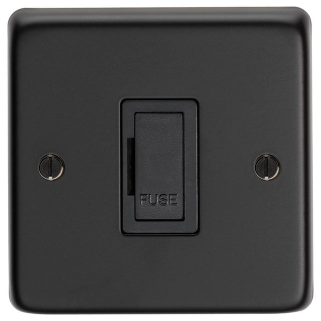 This is an image showing Eurolite Stainless Steel Unswitched Fuse Spur - Matt Black (With Black Trim) mbuswfb available to order from trade door handles, quick delivery and discounted prices.