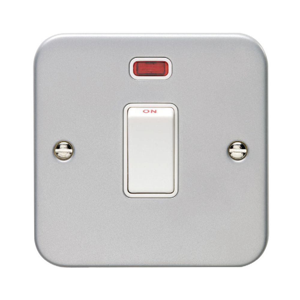 This is an image showing Eurolite Metal Clad 20Amp Switch with Neon Indicator - Metal Clad mc20aswnw available to order from trade door handles, quick delivery and discounted prices.