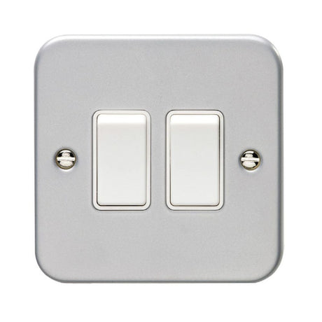 This is an image showing Eurolite Metal Clad 2 Gang Switch - Metal Clad mc2sww available to order from trade door handles, quick delivery and discounted prices.