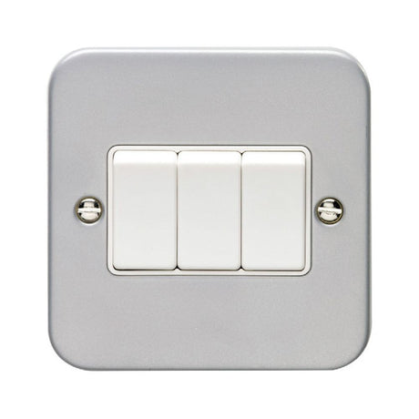 This is an image showing Eurolite Metal Clad 3 Gang Switch - Metal Clad mc3sww available to order from trade door handles, quick delivery and discounted prices.