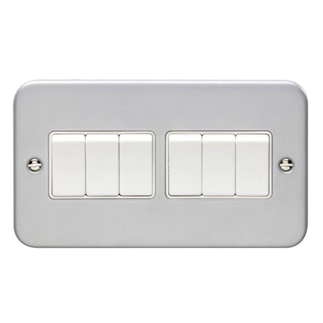 This is an image showing Eurolite Metal Clad 6 Gang Switch - Metal Clad mc6sww available to order from trade door handles, quick delivery and discounted prices.
