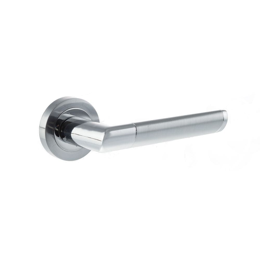 Mediterranean Door Furniture Satin Chrome/Polished Chrome / Round Rose Mediterranean Santorini Lever on Round Rose - Satin Chrome/Polished Chrome