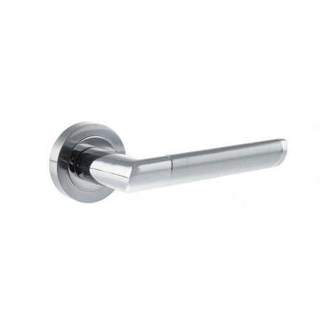 Mediterranean Door Furniture Satin Chrome/Polished Chrome / Round Rose Mediterranean Santorini Lever on Round Rose - Satin Chrome/Polished Chrome
