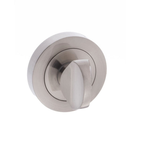 Mediterranean Door Furniture Satin Nickel / No Mediterranean WC Turn and Release on Round Rose - Satin Nickel