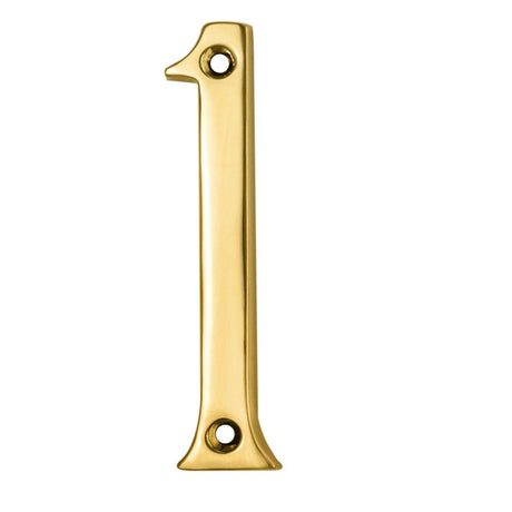 This is an image of a Carlisle Brass - Numerals (0-9) Number 1 - Polished Brass that is availble to order from Trade Door Handles in Kendal.