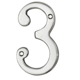 This is an image of a Carlisle Brass - Numerals (0-9) Number 3 - Polished Chrome that is availble to order from Trade Door Handles in Kendal.