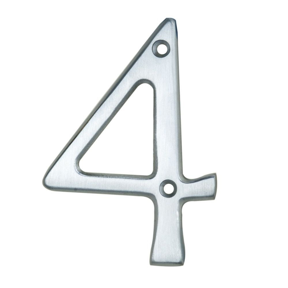 This is an image of a Carlisle Brass - Numerals (0-9) Number 4 - Satin Chrome that is availble to order from Trade Door Handles in Kendal.