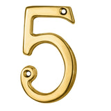 This is an image of a Carlisle Brass - Numerals (0-9) Number 5 - Polished Brass that is availble to order from Trade Door Handles in Kendal.