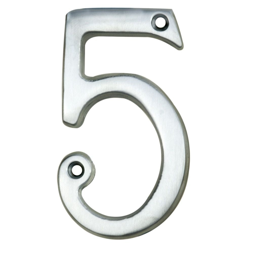 This is an image of a Carlisle Brass - Numerals (0-9) Number 5 - Satin Chrome that is availble to order from Trade Door Handles in Kendal.