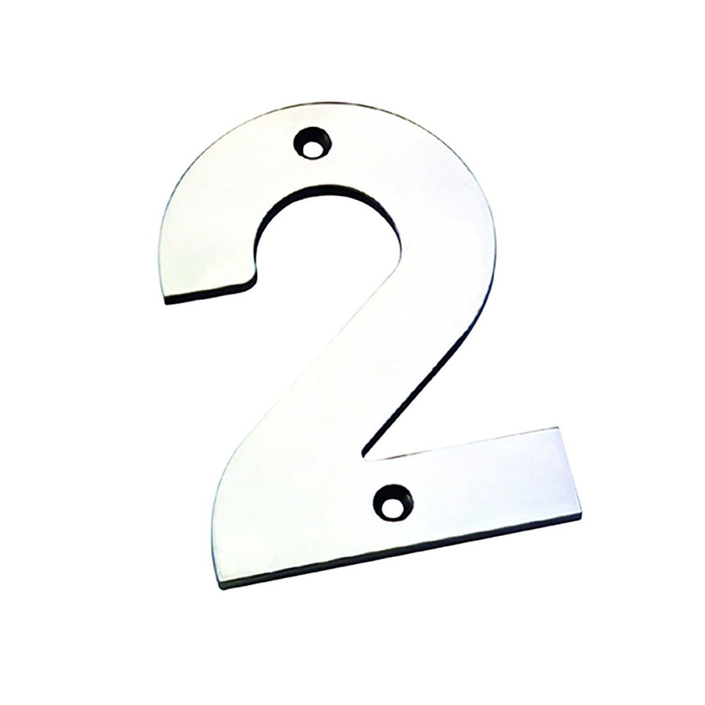 This is an image of a Eurospec - Numerals Number 2 - Bright Stainless Steel that is availble to order from Trade Door Handles in Kendal.