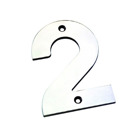 This is an image of a Eurospec - Numerals Number 2 - Bright Stainless Steel that is availble to order from Trade Door Handles in Kendal.