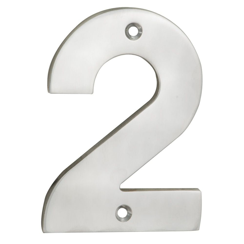 This is an image of a Eurospec - Numerals Number 2 - Satin Stainless Steel that is availble to order from Trade Door Handles in Kendal.