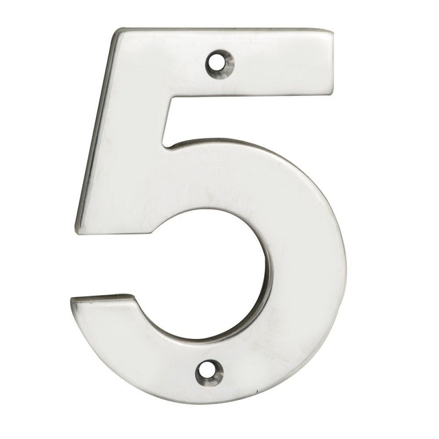 This is an image of a Eurospec - Numerals Number 5 - Bright Stainless Steel that is availble to order from Trade Door Handles in Kendal.