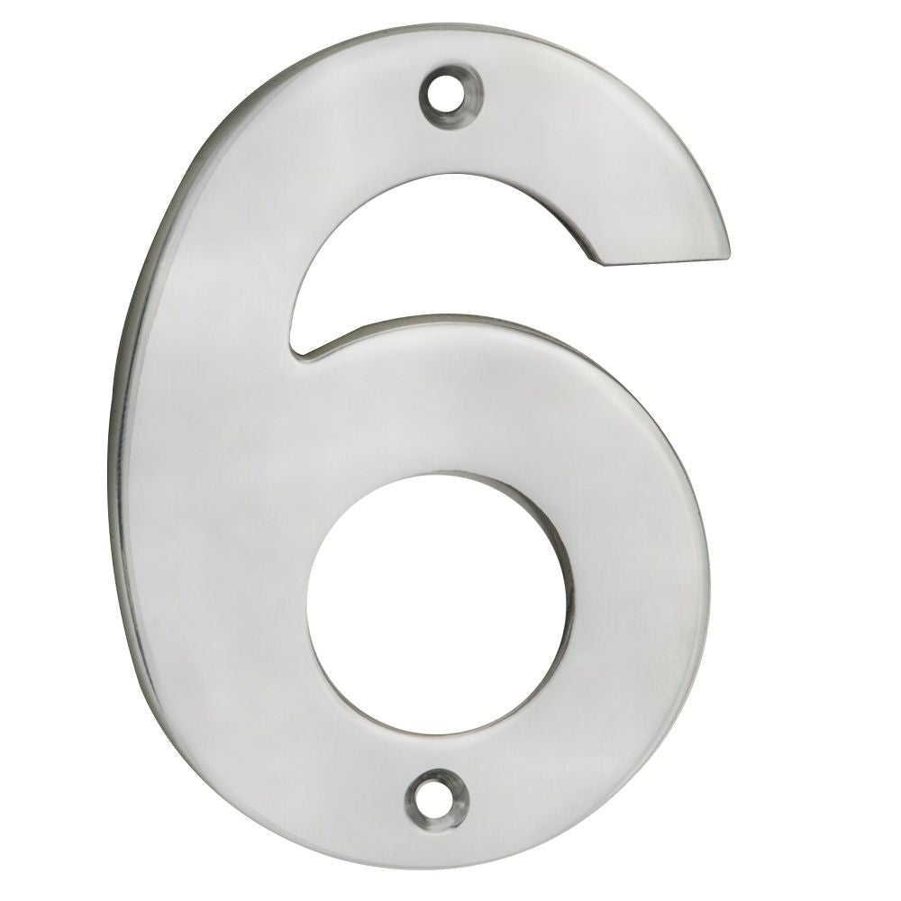 This is an image of a Eurospec - Numerals Number 6/9 - Satin Stainless Steel that is availble to order from Trade Door Handles in Kendal.