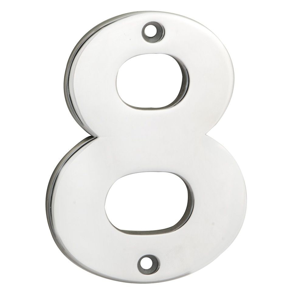 This is an image of a Eurospec - Numerals Number 8 - Bright Stainless Steel that is availble to order from Trade Door Handles in Kendal.