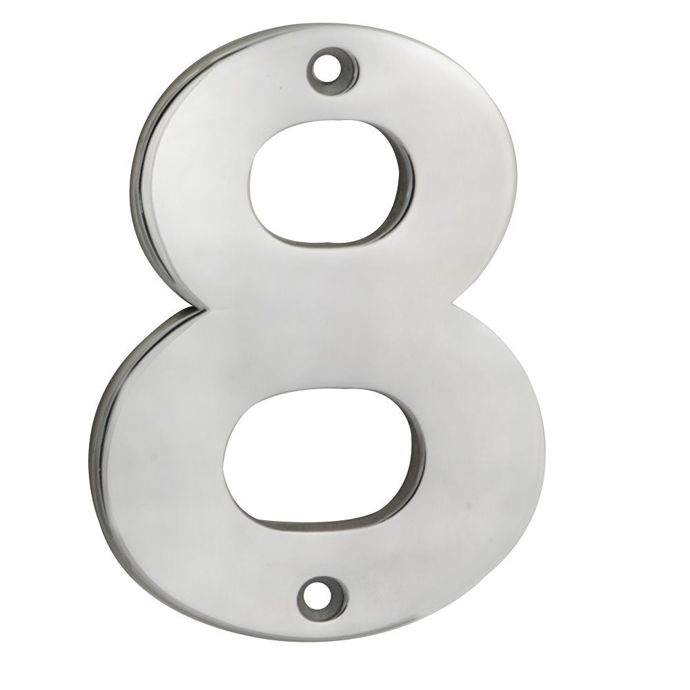 This is an image of a Eurospec - Numerals Number 8 - Satin Stainless Steel that is availble to order from Trade Door Handles in Kendal.