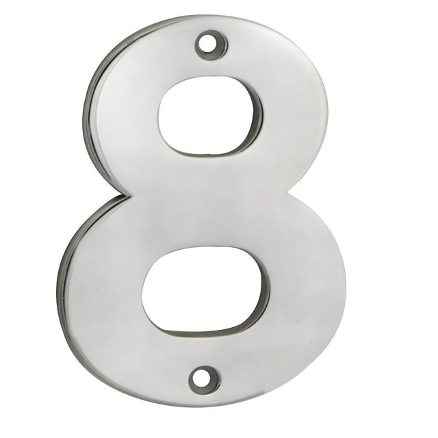 This is an image of a Eurospec - Numerals Number 8 - Satin Stainless Steel that is availble to order from Trade Door Handles in Kendal.