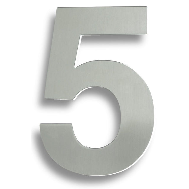 This is an image of a Eurospec - Stainless Steel 7" Numerals (0-9) (Number 5) - Bright Stainless Steel that is availble to order from Trade Door Handles in Kendal.