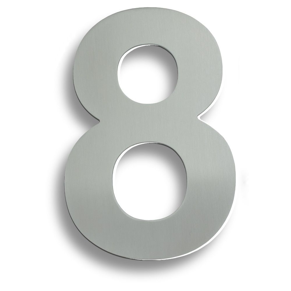 This is an image of a Eurospec - Stainless Steel 7" Numerals (0-9) (Number 8) - Satin Stainless Steel that is availble to order from Trade Door Handles in Kendal.