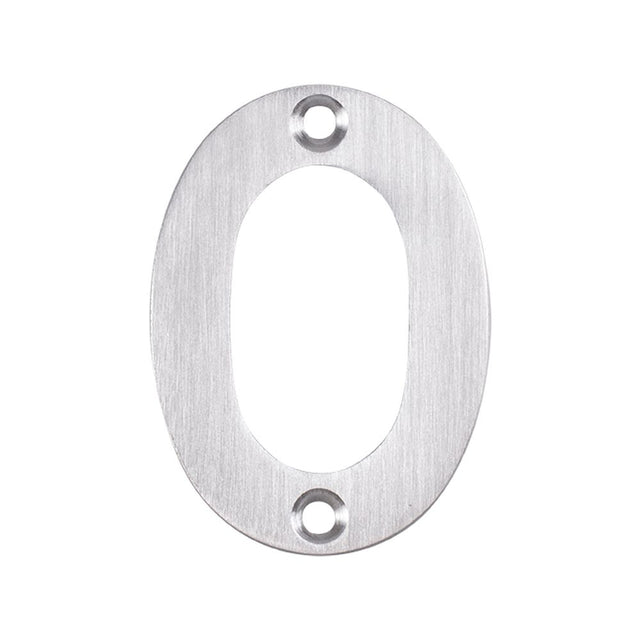 This is an image of a Eurospec - Numerals Number 0 - Satin Stainless Steel that is availble to order from Trade Door Handles in Kendal.