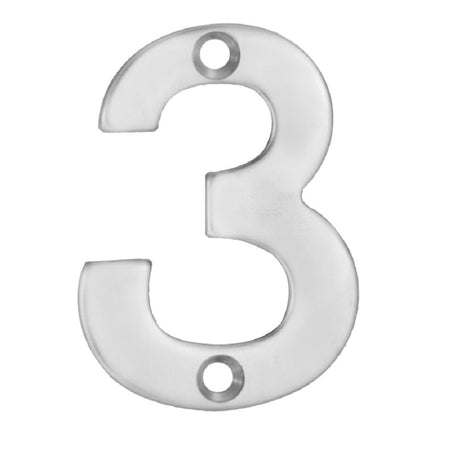 This is an image of a Eurospec - Numerals Number 3 - Satin Stainless Steel that is availble to order from Trade Door Handles in Kendal.