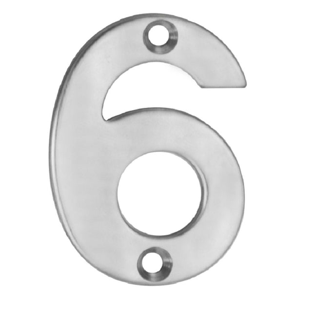 This is an image of a Eurospec - Numerals Number 6/9 - Satin Stainless Steel that is availble to order from Trade Door Handles in Kendal.