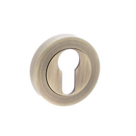 Old English Door Furniture Matt Antique Brass / Euro Profile Escutcheons Old English Euro Escutcheon - Matt Antique Brass