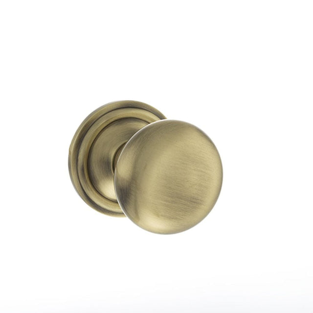 Old English Door Furniture Antique Brass / Mortice Knobs Old English Harrogate Solid Brass Mushroom Mortice Knob on Concealed Fix Rose -