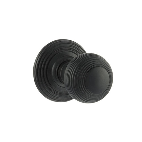 Old English Door Furniture Matt Black / Mortice Knobs Old English Ripon Solid Brass Reeded Mortice Knob on Concealed Fix Rose - Matt B