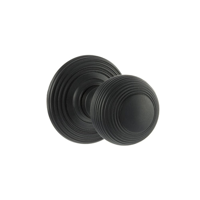 Old English Door Furniture Matt Black / Mortice Knobs Old English Ripon Solid Brass Reeded Mortice Knob on Concealed Fix Rose - Matt B