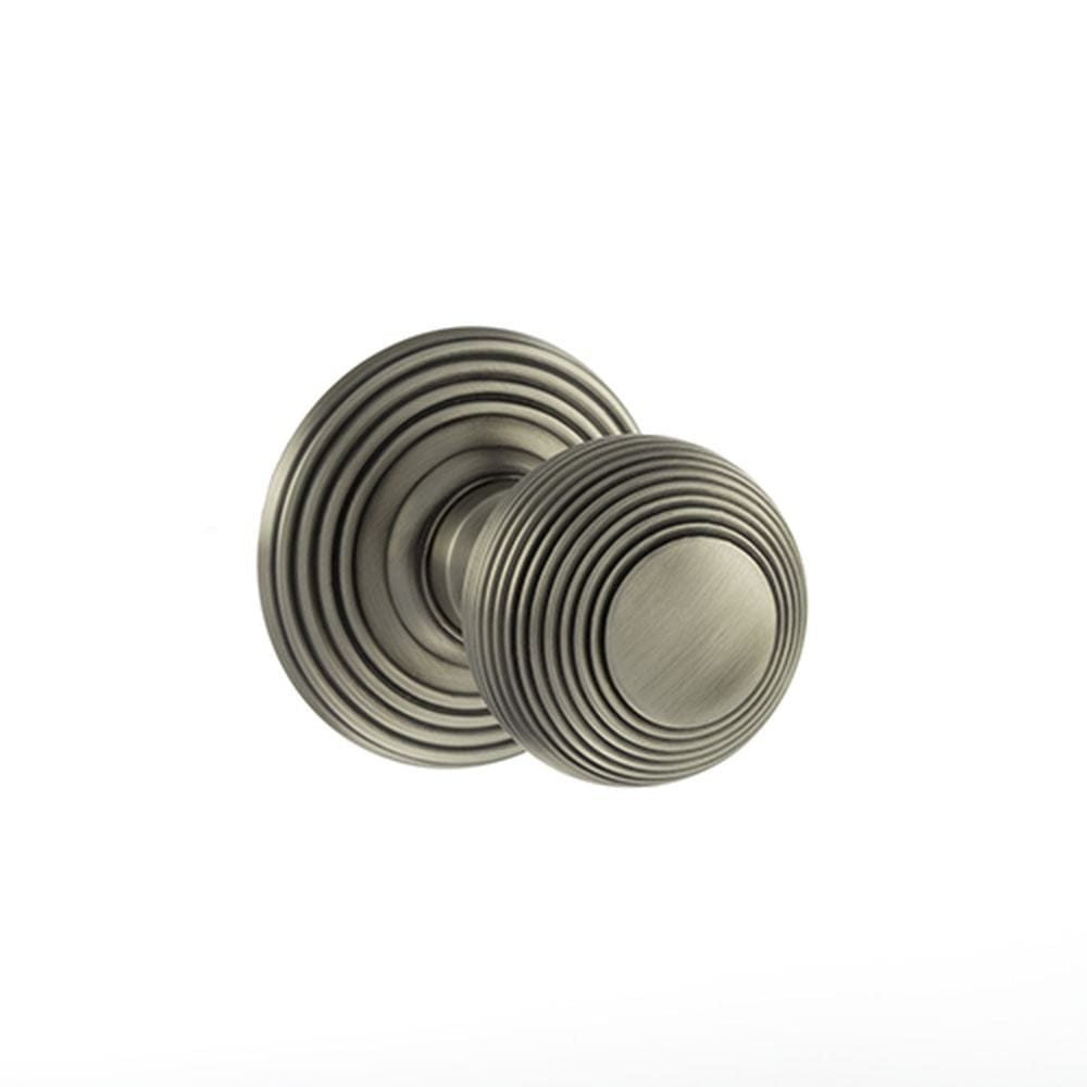 Old English Door Furniture Matt Gun Metal / Mortice Knobs Old English Ripon Solid Brass Reeded Mortice Knob on Concealed Fix Rose - Matt G
