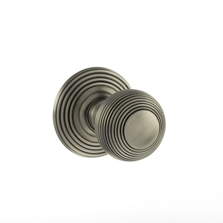 Old English Door Furniture Matt Gun Metal / Mortice Knobs Old English Ripon Solid Brass Reeded Mortice Knob on Concealed Fix Rose - Matt G