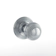Old English Door Furniture Polished Chrome / Mortice Knobs Old English Ripon Solid Brass Reeded Mortice Knob on Concealed Fix Rose - Polish
