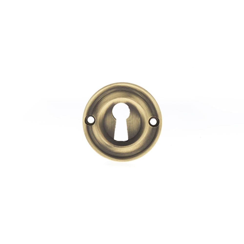 Old English Door Furniture Matt Antique Brass / Mortice Key Profile Escutcheons Old English Solid Brass Open Key Hole Escutcheon - Matt Antique Brass