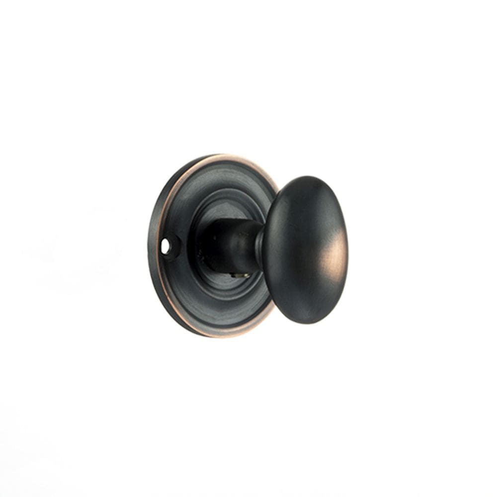 Old English Door Furniture Antique Copper / No Old English Solid Brass Oval WC Turn and Release - Antique Copper