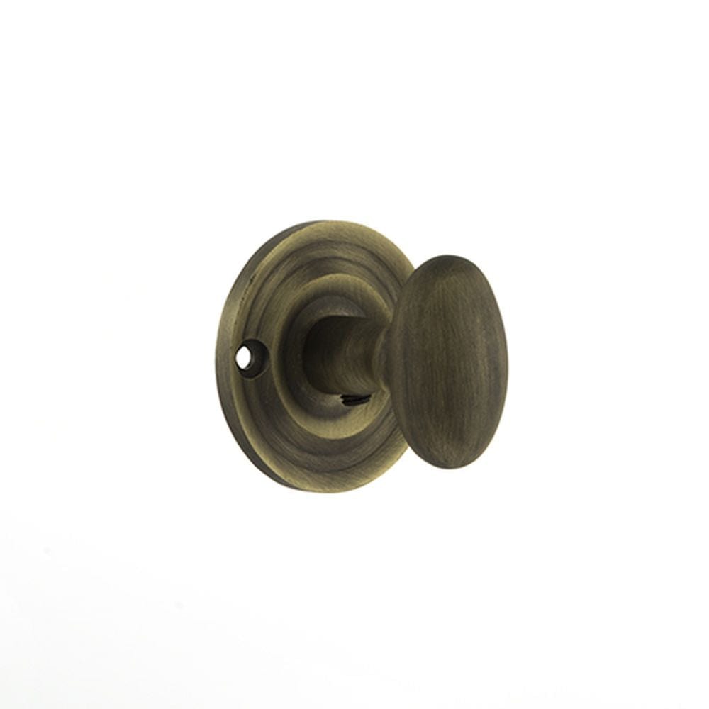 Old English Door Furniture Matt Antique Brass / No Old English Solid Brass Oval WC Turn and Release - Matt Antique Brass