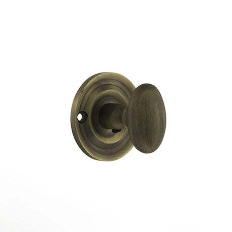 Old English Door Furniture Matt Antique Brass / No Old English Solid Brass Oval WC Turn and Release - Matt Antique Brass