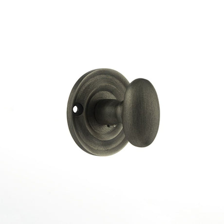 Old English Door Furniture Matt Gun Metal / No Old English Solid Brass Oval WC Turn and Release - Matt Gun Metal