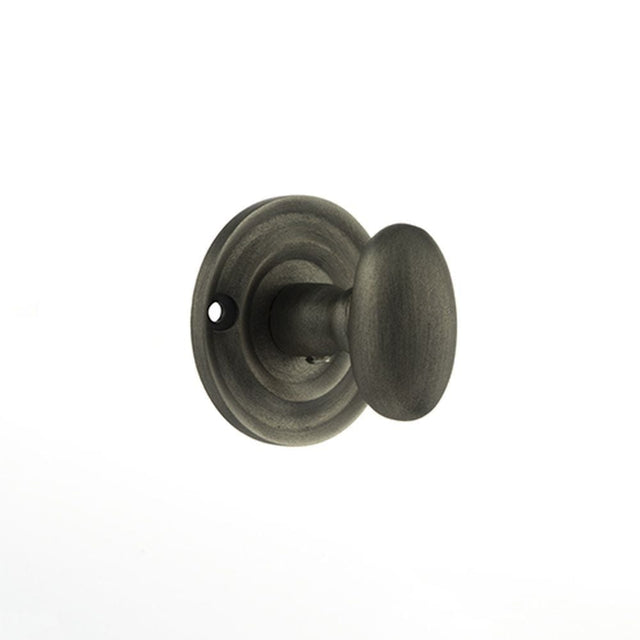 Old English Door Furniture Matt Gun Metal / No Old English Solid Brass Oval WC Turn and Release - Matt Gun Metal