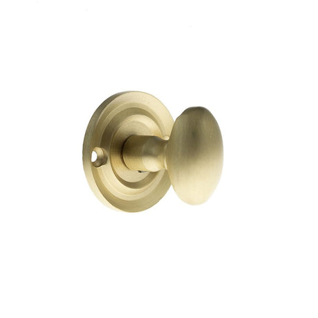 Old English Door Furniture Satin Brass / No Old English Solid Brass Oval WC Turn and Release - Satin Brass