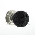Old English Door Furniture Polished Nickel / Mortice Knobs Old English Whitby Ebony Wood Reeded Mortice Knob on 60mm Face Fix Rose - Polish