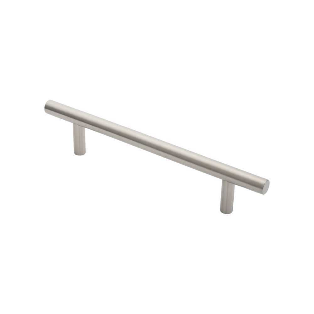 This is an image of a Eurospec - 19mm Straight T Pull Handle 225mm Centres - Satin Stainless Steel that is availble to order from Trade Door Handles in Kendal.