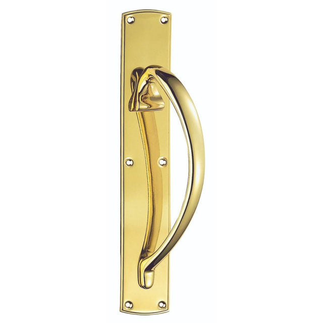 This is an image of a Carlisle Brass - Large Pull Handle R/H - Polished Brass that is availble to order from Trade Door Handles in Kendal.