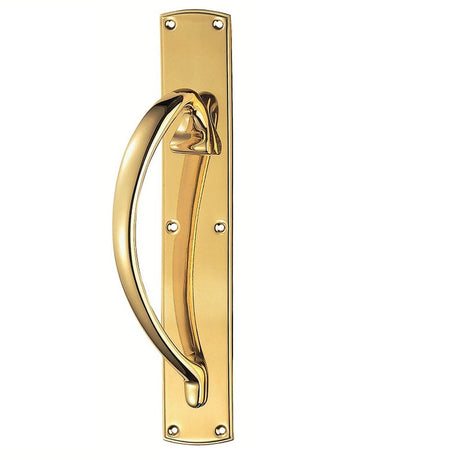 This is an image of a Carlisle Brass - Large Pull Handle L/H - Polished Brass that is availble to order from Trade Door Handles in Kendal.