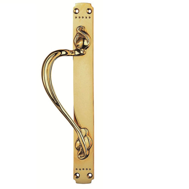 This is an image of a Carlisle Brass - Laurin Pull Handle L/H - Polished Brass that is availble to order from Trade Door Handles in Kendal.