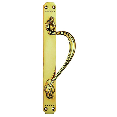 This is an image of a Carlisle Brass - Laurin Pull Handle R/H - Polished Brass that is availble to order from Trade Door Handles in Kendal.