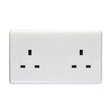 This is an image showing Eurolite Enhance White Plastic 2 Gang Unswitched Socket - White pl4040 available to order from trade door handles, quick delivery and discounted prices.